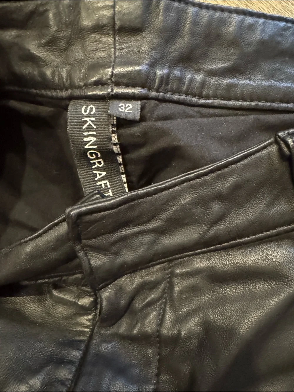 SKINGRAFT Leather Drop Crotch Sport Shorts Black Men’s 32